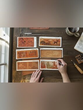 Lot of‎ 6 Vintage Craftaid Leather Billfold Patterns Templates Woodland Western